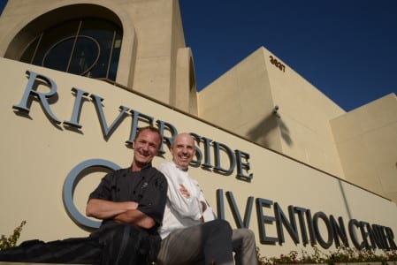 Brad Martin (left), executive chef, Riverside Convention Center, and Cory Gheen, chef instructor, Loma Linda University School of Allied Health Professions, will work together under a cooperative agreement for LLUH to develop menu options for patrons of the convention center.