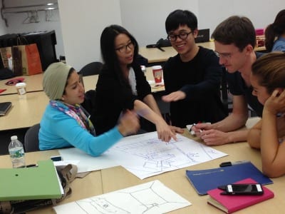 Students at work: Lojain Kamel, Saudi Arabia; Angela Hou, China; Chuan-Wei Ting, Taiwan; Sergei Vassilev, Russia; and Safek Tezer, Turkey.