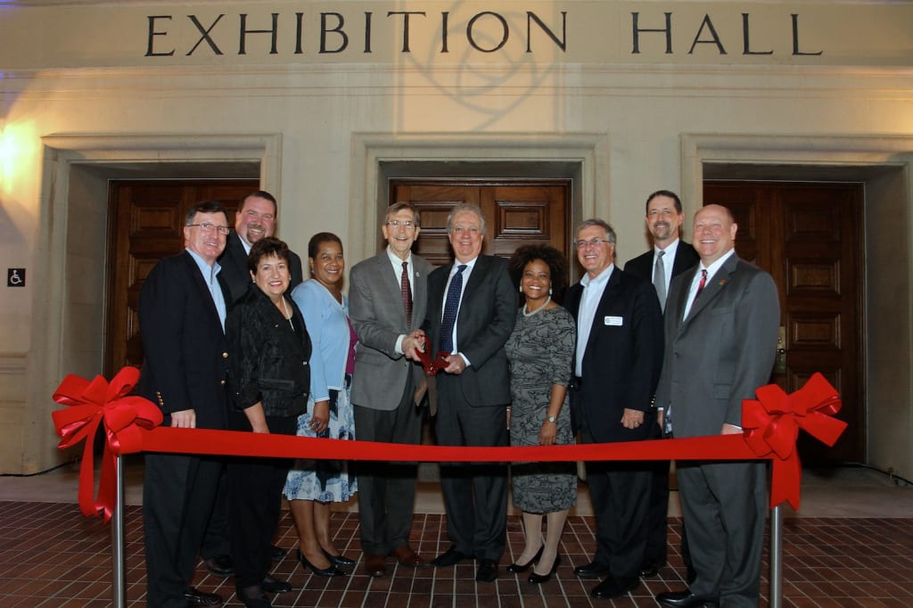 Pictured are (left to right) Richard A. McDonald, Pasadena Center Operating Co. board member; Matthew Lancey, Pasadena Center Operating Company director of facility operations; Dianne Philibosian, Pasadena Center Operating Co. board member; Phlunte’ Riddle, Pasadena Center Operating Co. board member; Pasadena Mayor Bill Bogaard; Gene Gregg Jr., chair of the Pasadena Center Operating Co. board; Felicia Williams, Pasadena Center Operating Co. board member; Pasadena City Councilman Terry Tornek; Dale Brown, Onyx Architects; and Michael Ross, Pasadena Center Operating Company chief executive officer.
